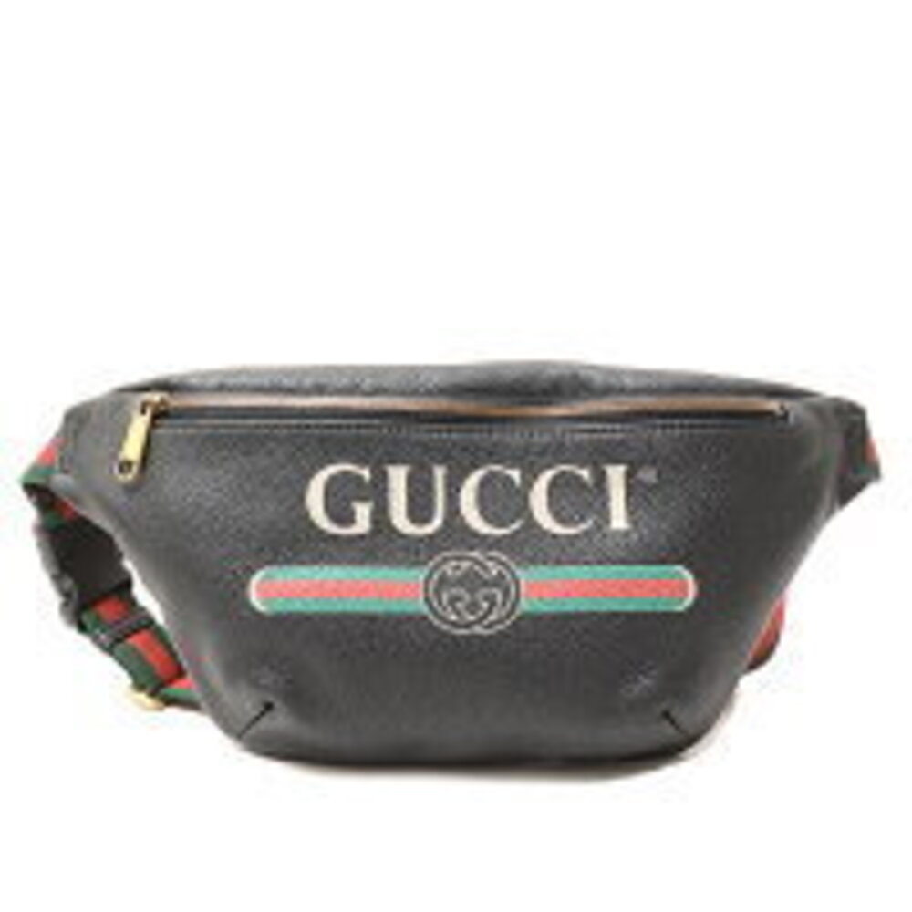 Gucci Bag Logo Body Bum Crossbody Belt Belt Leather Black